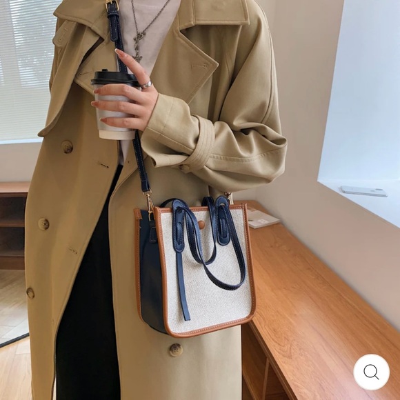 Olives Brand Vegan Leather/Canvas Crossbody Bag - Picture 4 of 9